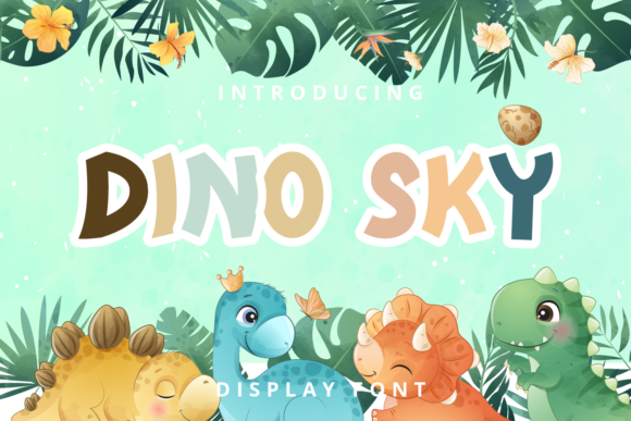 Dino Sky: A Playful Display Font for Children-Themed Designs